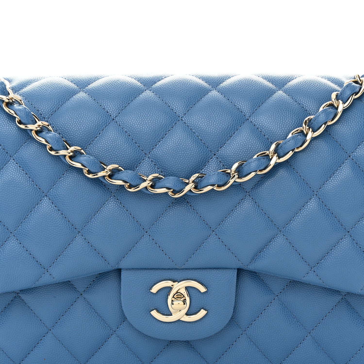 Chanel Caviar Quilted Jumbo Double Flap Blue 8 of 16