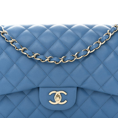 Chanel Caviar Quilted Jumbo Double Flap Blue 8 of 16