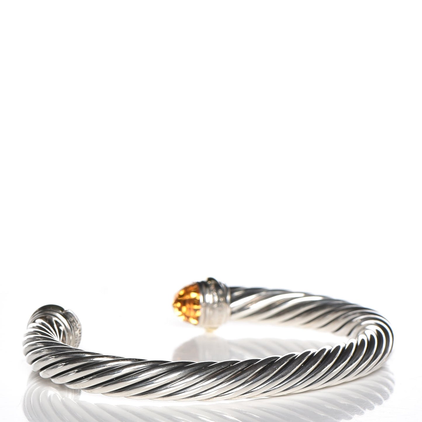 Sterling Silver 14K Yellow Gold Citrine 7mm Cable Classics Bracelet