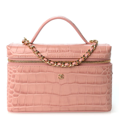 Chanel Calfskin Crocodile Embossed Crococo Exoticoco Vanity With Chain Light Pink 1 of 10