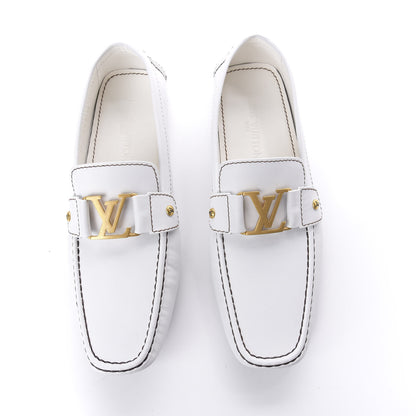 Louis Vuitton Calfskin Mens Monte Carlo Car Shoe Moccasin Loafers 10 White 5 of 11