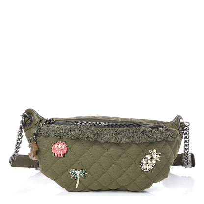 Chanel Canvas Lambskin Quilted Coco Cuba Charms Waist Bag Khaki 1 of 11