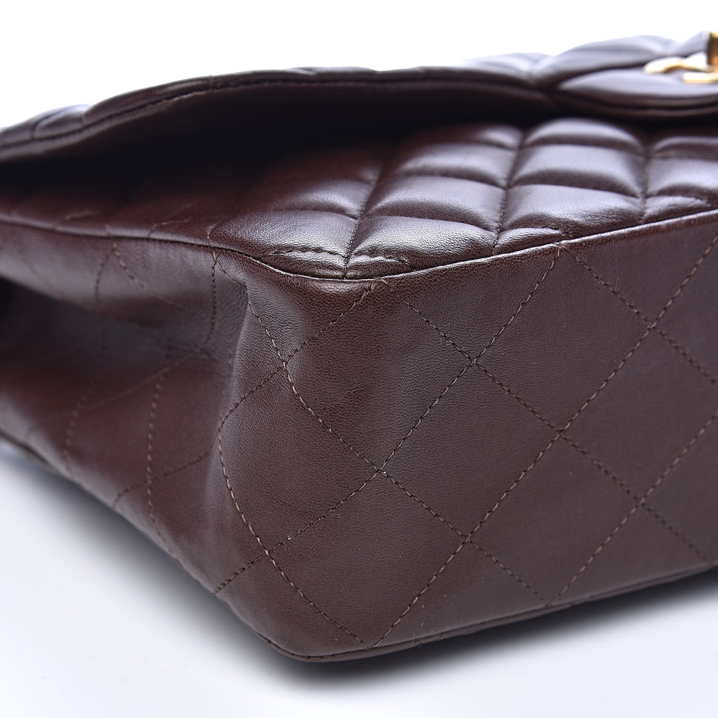 Lambskin Quilted Jumbo Single Flap Dark Brown