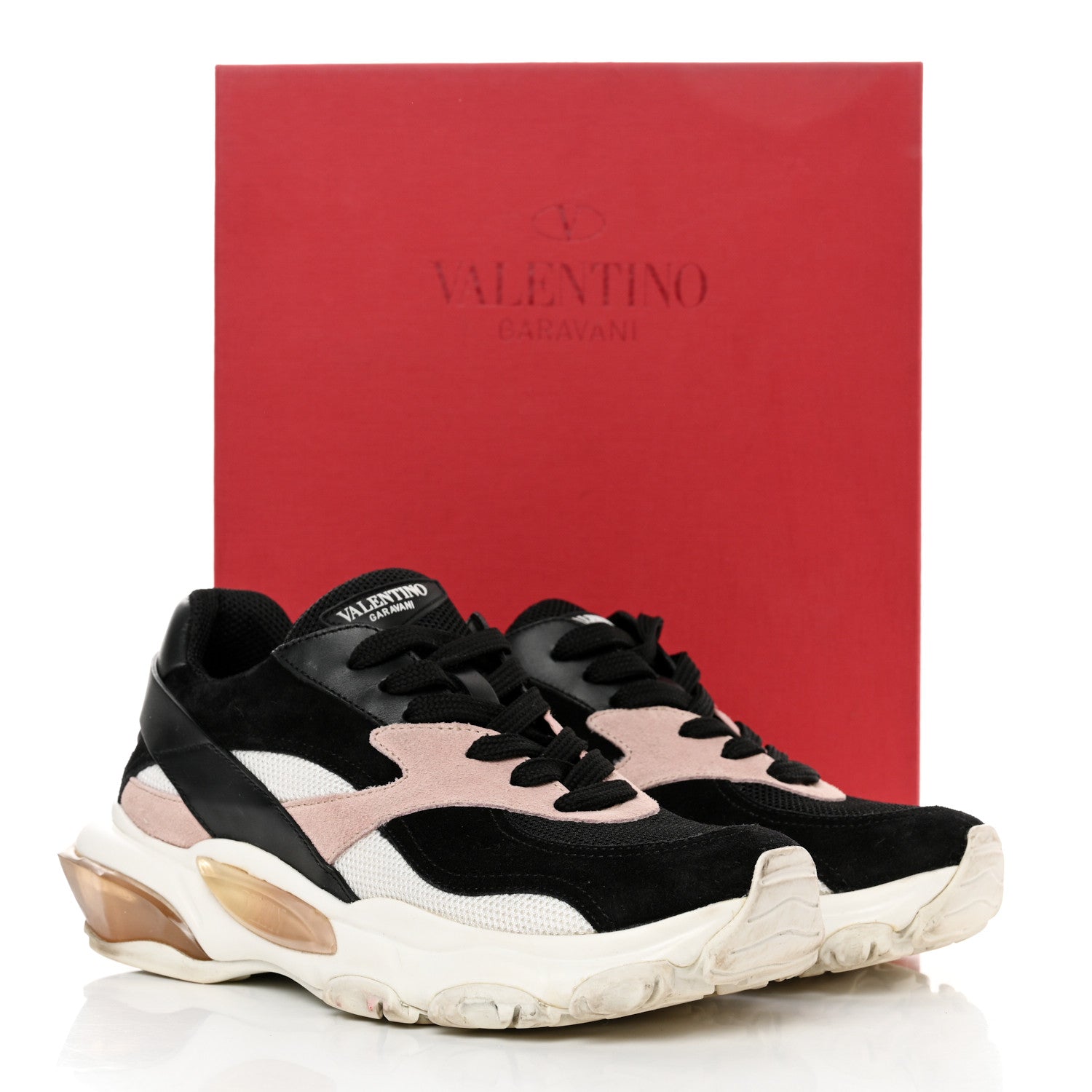 Valentino Garavani Suede Mesh Womens Bounce Sneakers 37 Black Water Rose 9 of 9