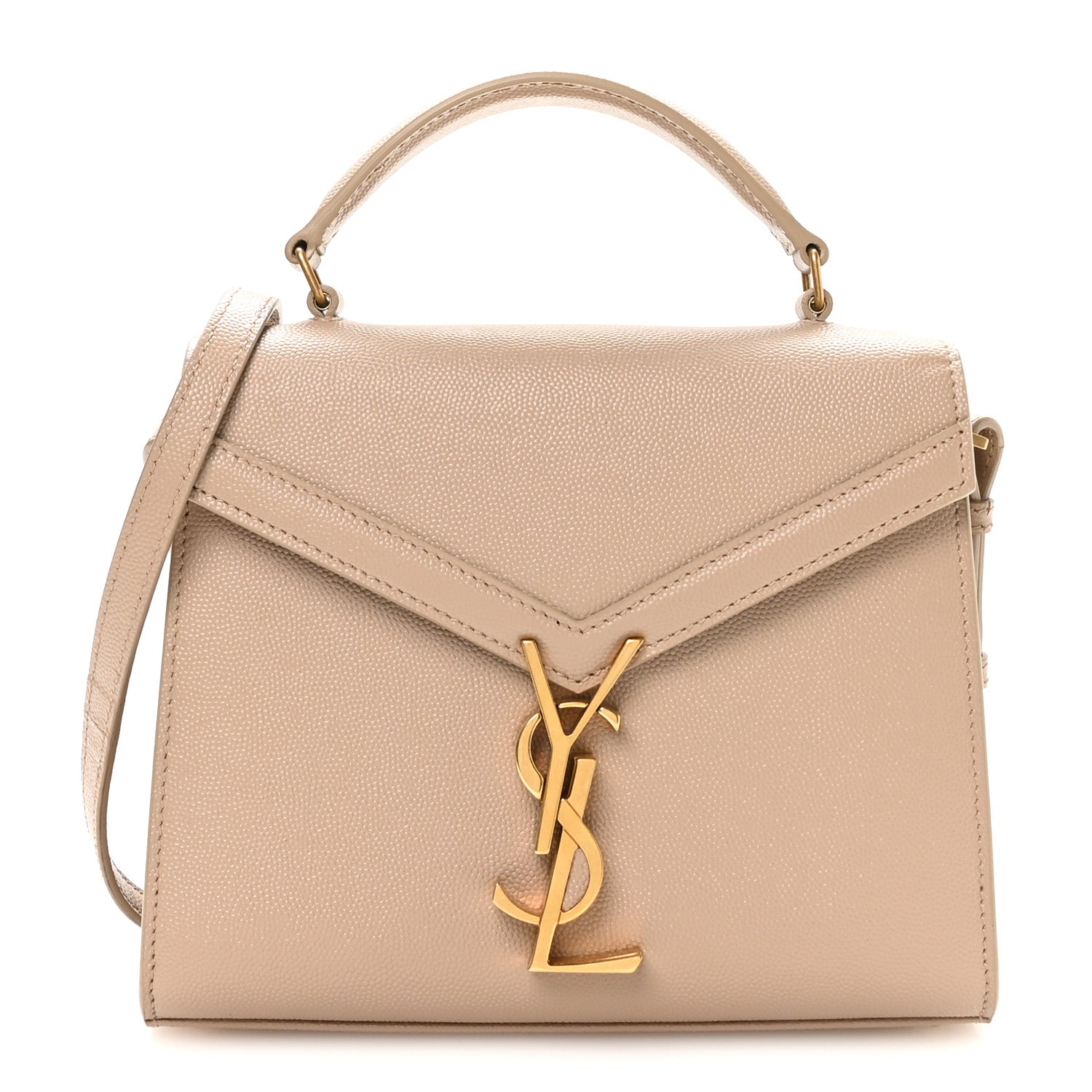 Saint Laurent Grain de Poudre Mini Classic Monogram Cassandra Top Handle Beige 1 of 11
