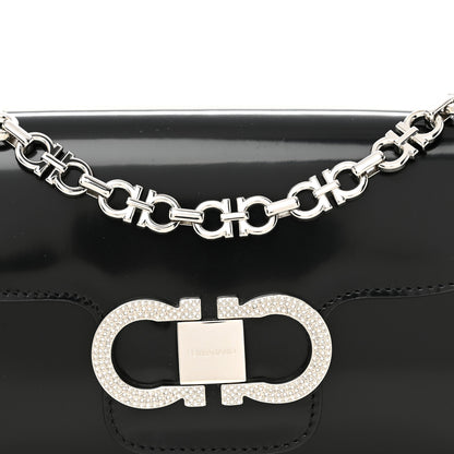 Salvatore Ferragamo Calfskin Crystal Double Gancini Mini Bag Black 7 of 9