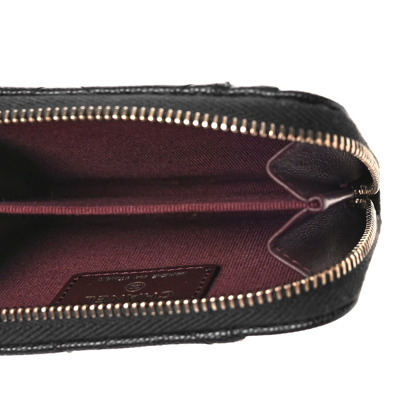 Caviar Quilted Zip Card Holder Black