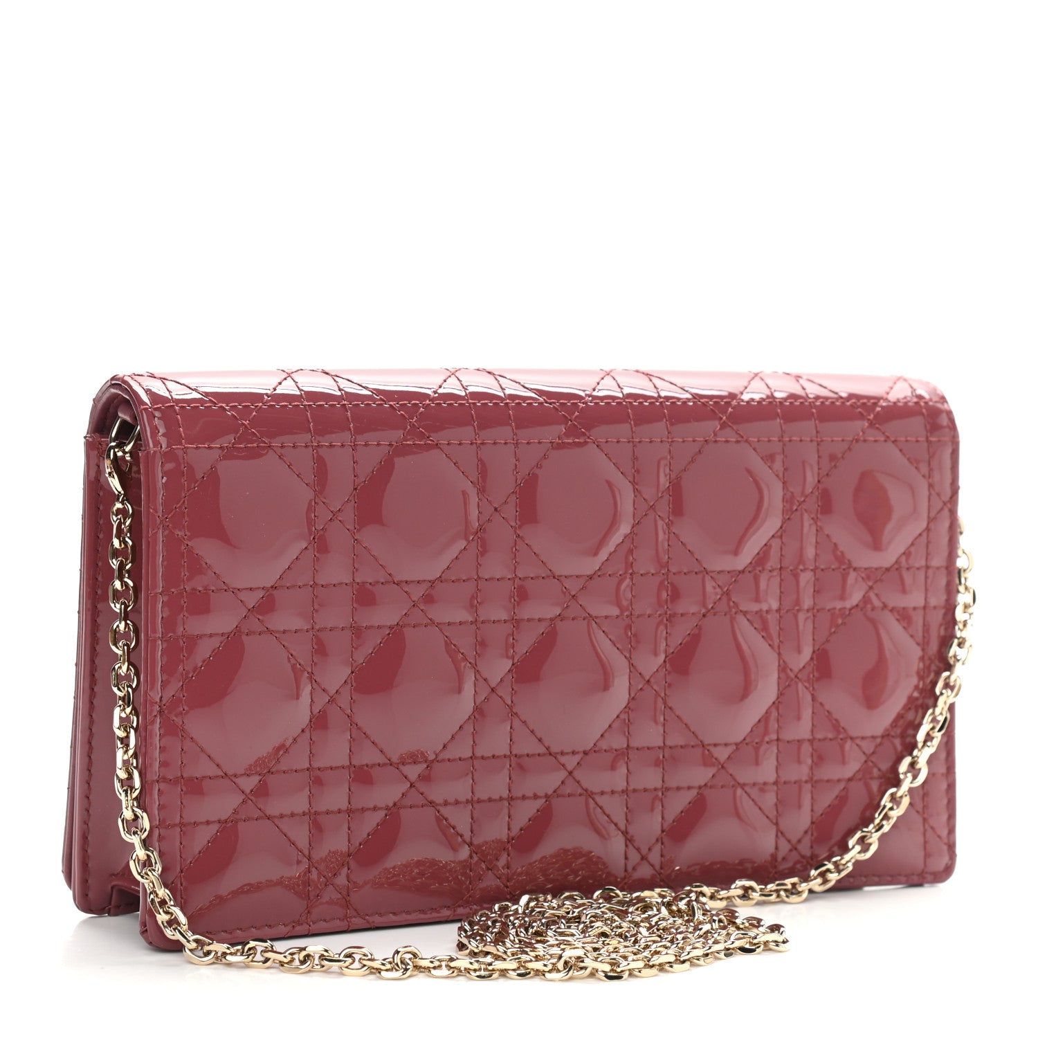 Christian Dior Patent Cannage Lady Dior Clutch Red 4 of 12