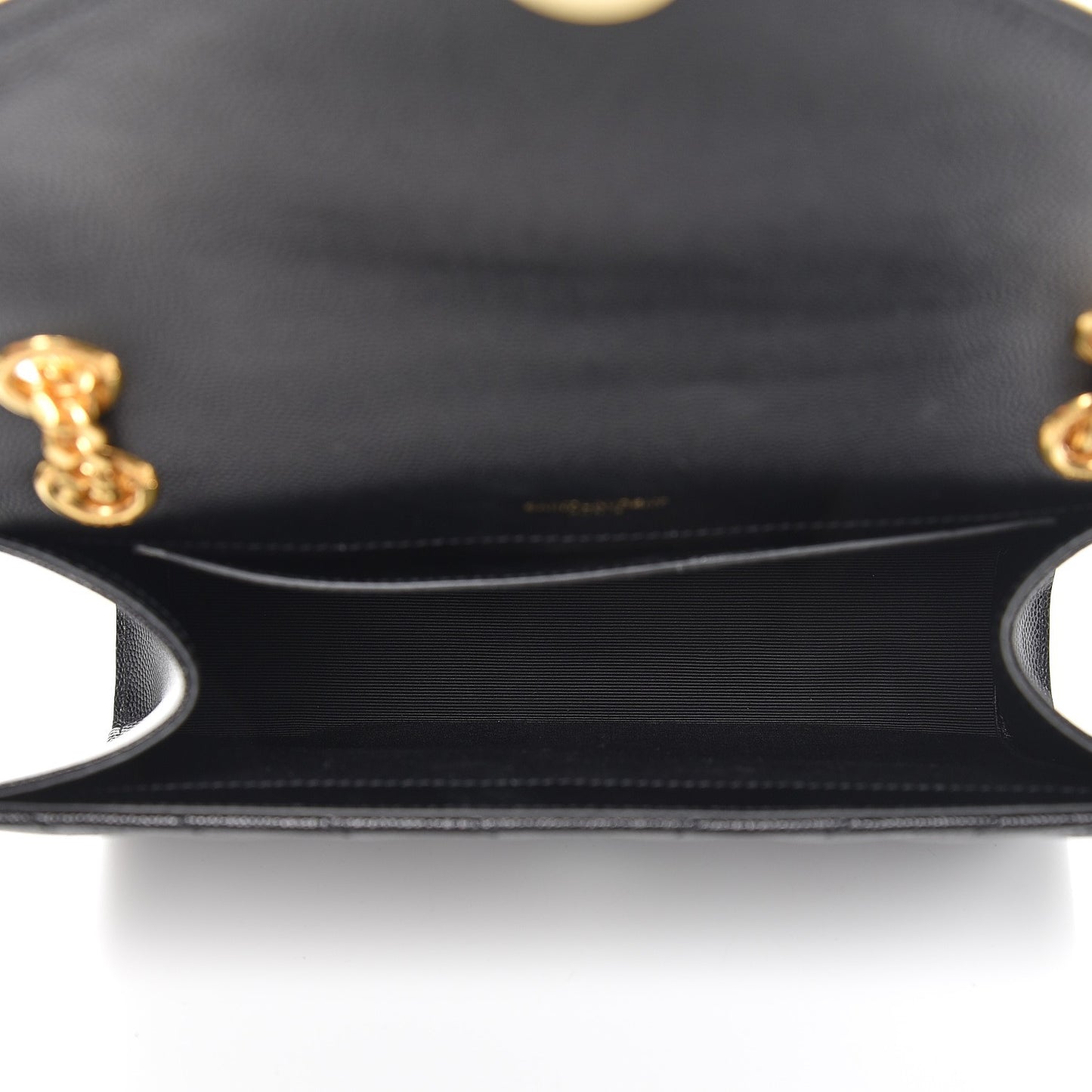 Grain De Poudre Matelasse Chevron Medium Monogram Satchel Black