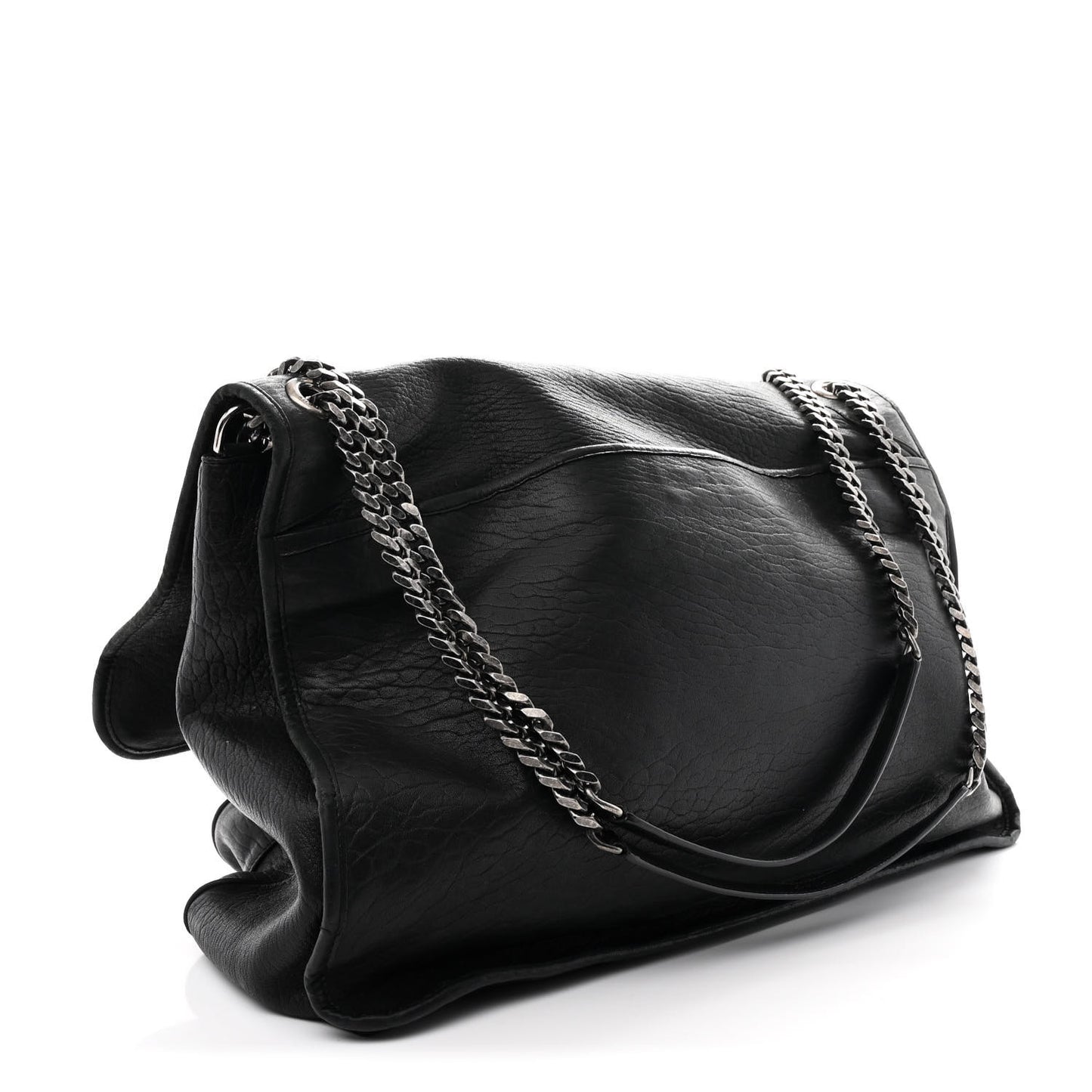 Grained Lambskin Monogram Oversized Niki Chain Satchel Black