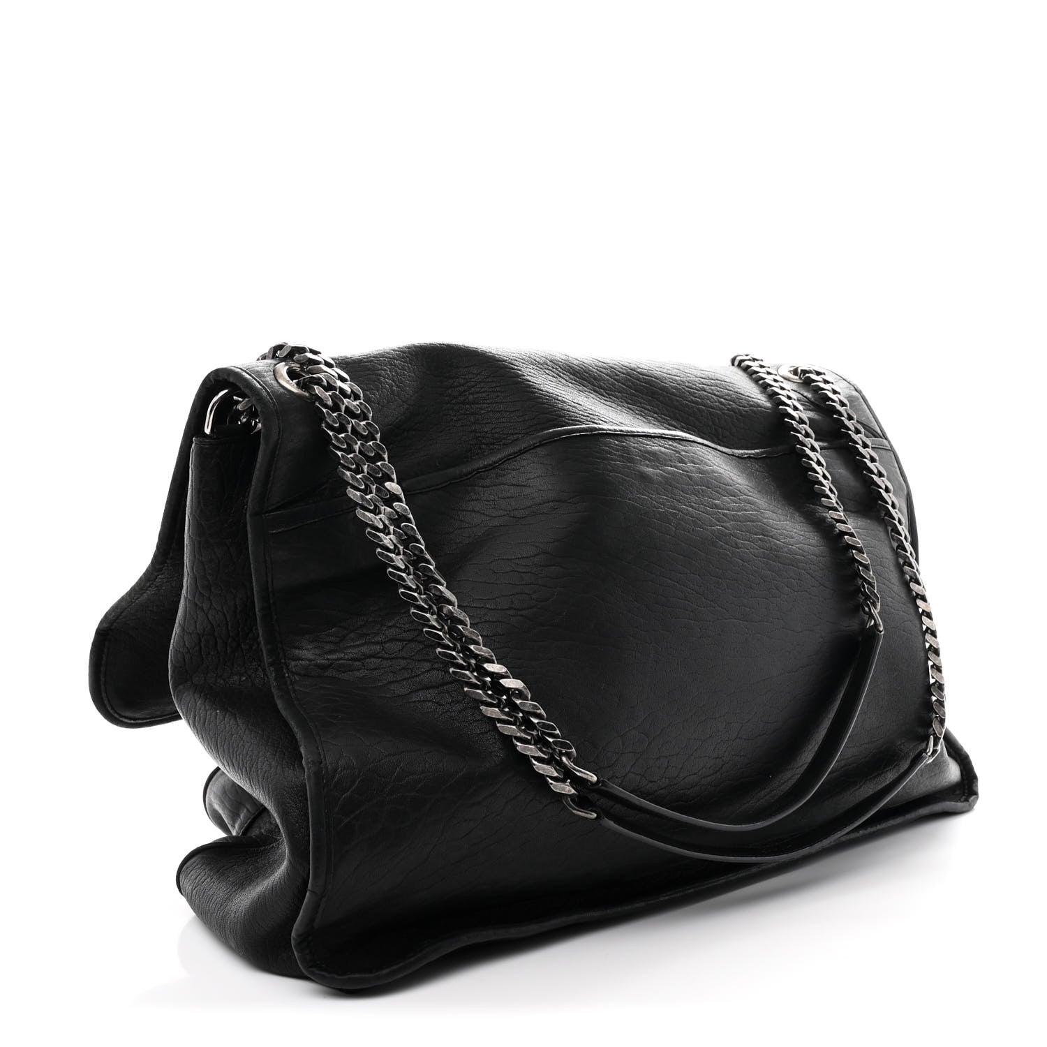 Saint Laurent Grained Lambskin Monogram Oversized Niki Chain Satchel Black 3 of 11