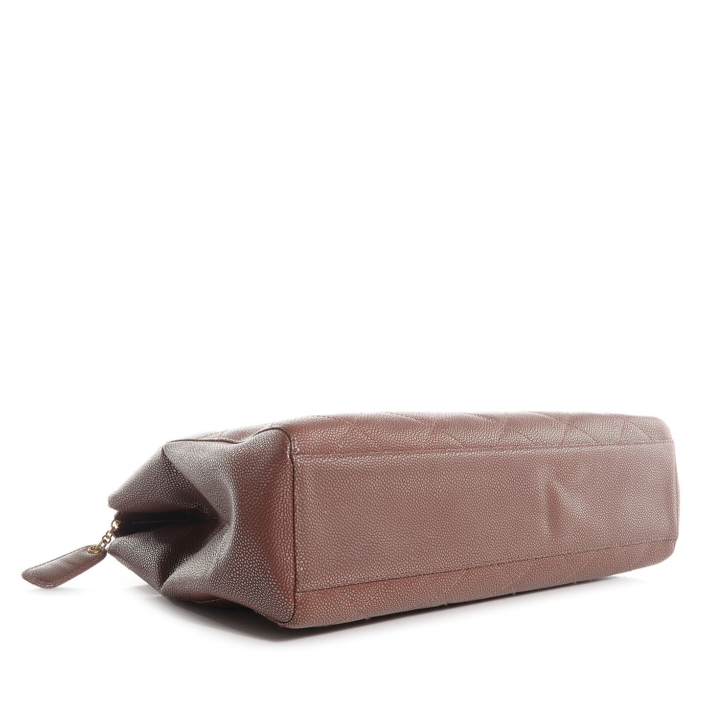 Metallic Caviar Quilted Shoulder Bag Brown