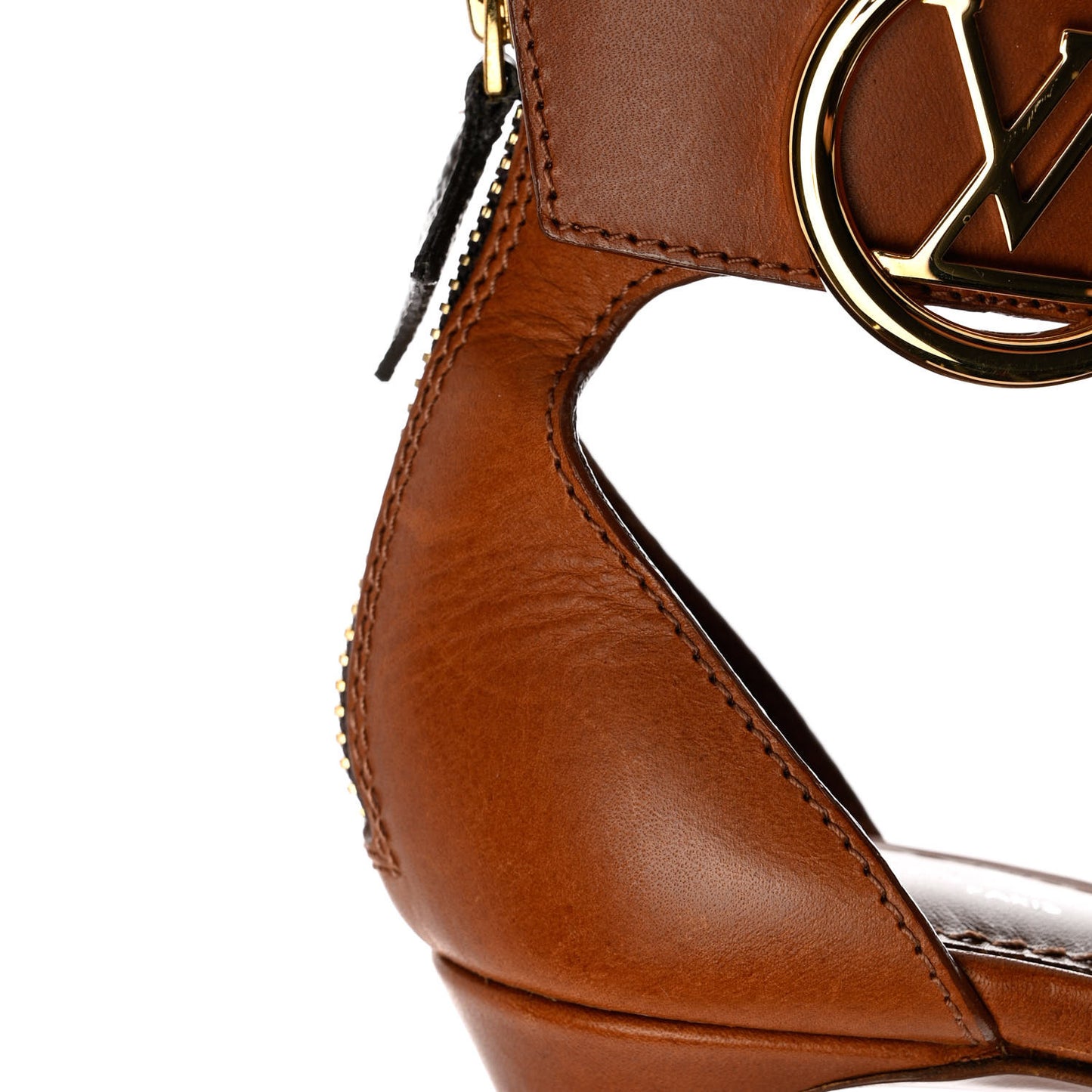 Calfskin Monogram Horizon Platform Sandals 36 Cognac Brown