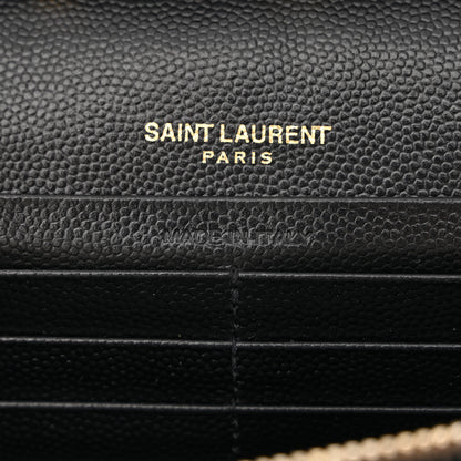 Saint Laurent Grain De Poudre Matelasse Chevron Monogram Chain Wallet Black 6 of 10