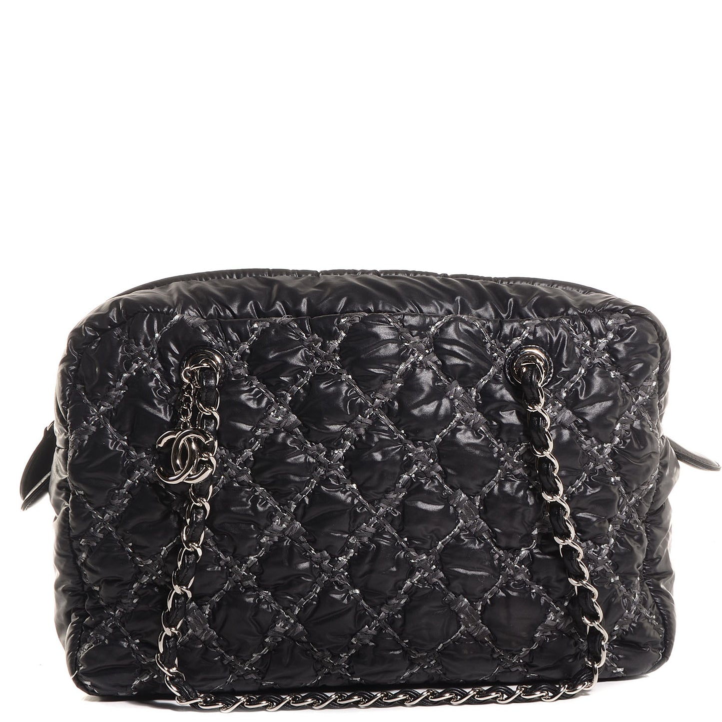 Nylon Tweed Stitch Bubble Quilt Camera Case Black