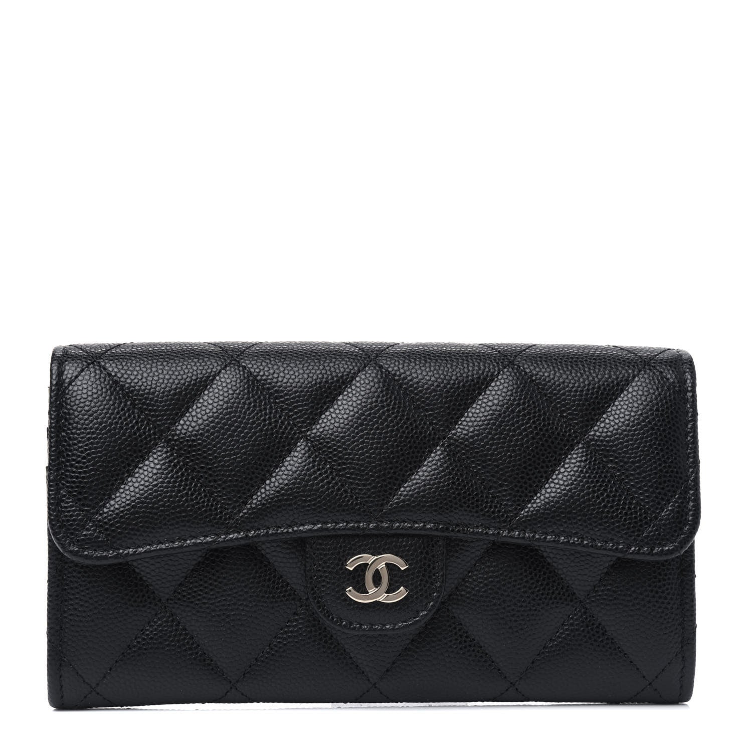 Chanel Caviar Quilted Medium Gusset Flap Wallet Black 1 of 4
