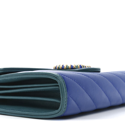 Gucci Azalea Calfskin Enamel Matelasse Diagonal Torchon GG Marmont Chain Wallet Imperial Blue Pavone 9 of 10