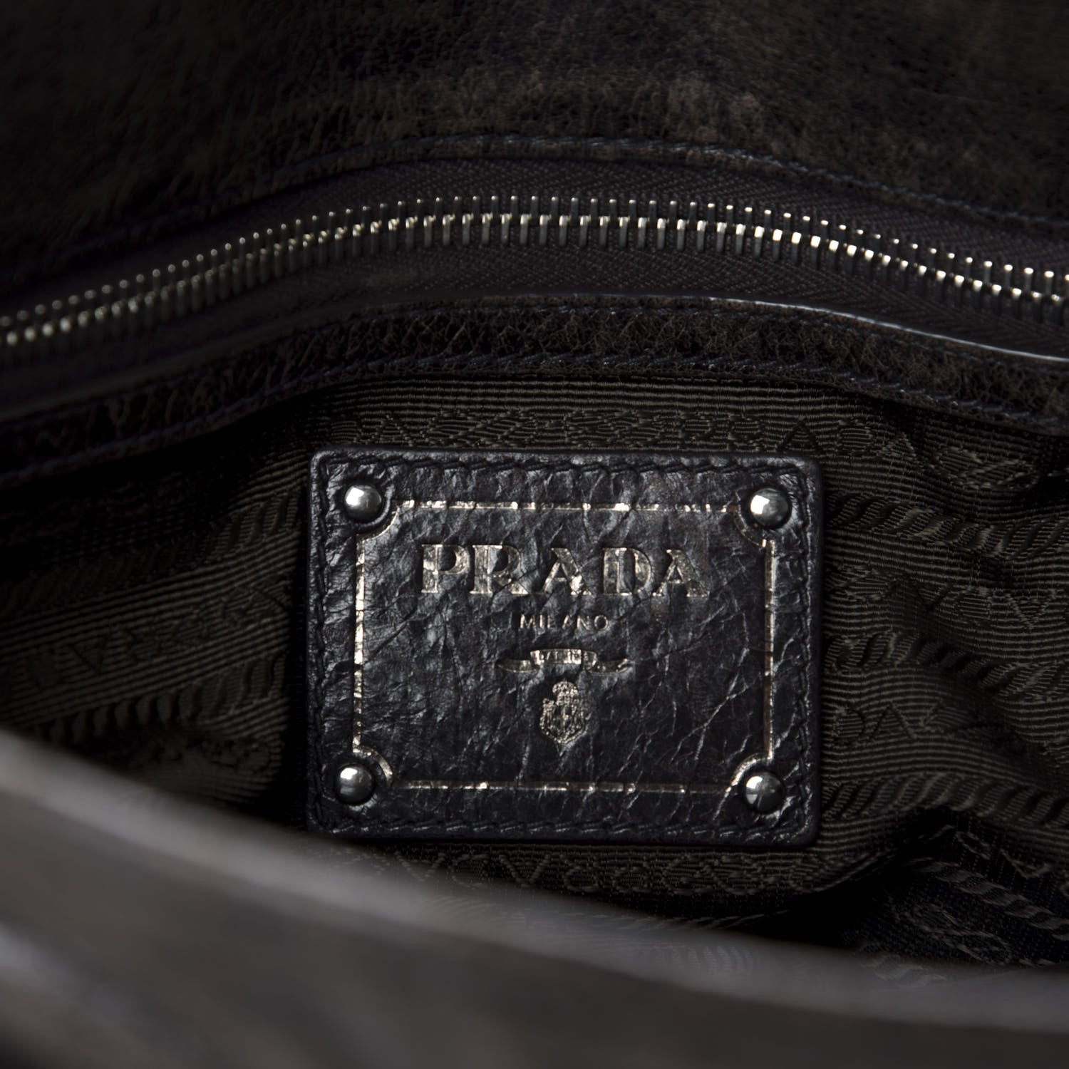 Prada Tessuto Nylon Vitello Shine Dome Satchel Ebano 9 of 10