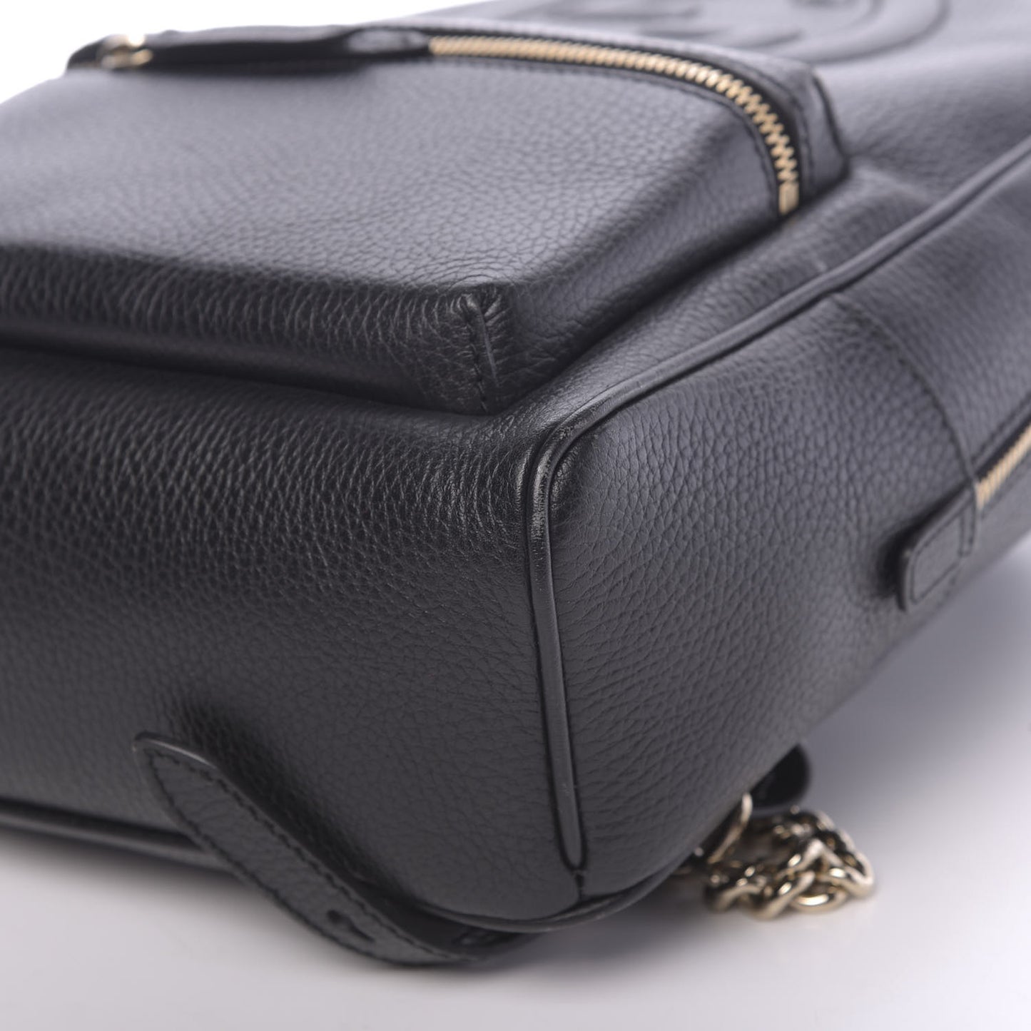 Pebbled Calfskin Soho Chain Backpack Black