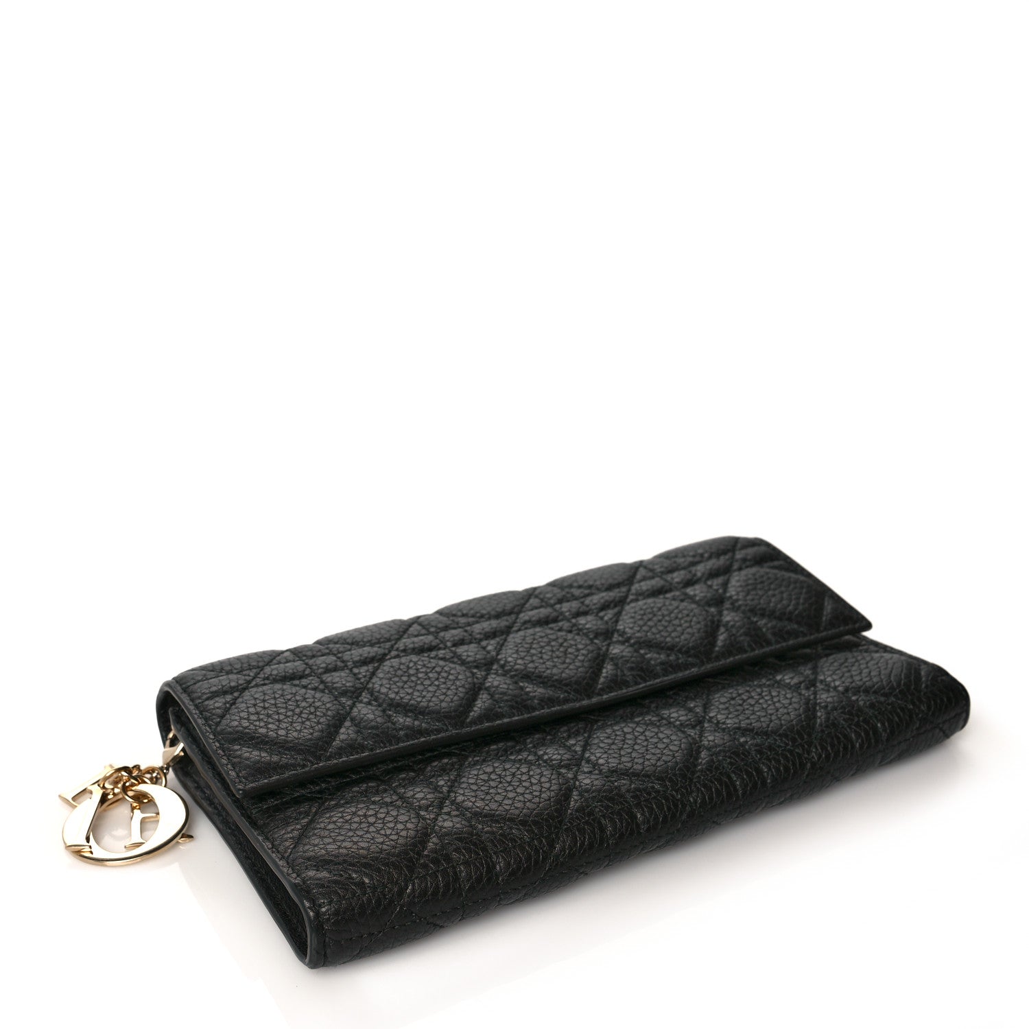 Christian Dior Grained Calfskin Cannage Lady Dior Rendezvous Wallet Black 4 of 10
