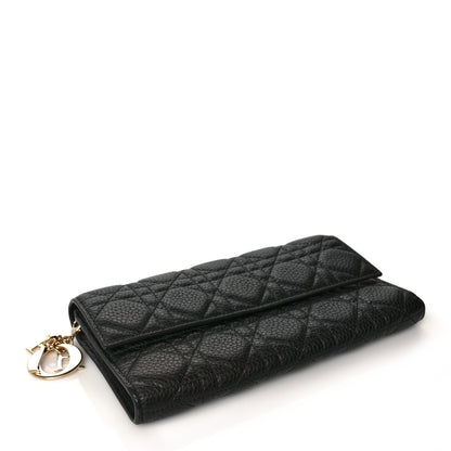 Christian Dior Grained Calfskin Cannage Lady Dior Rendezvous Wallet Black 4 of 10