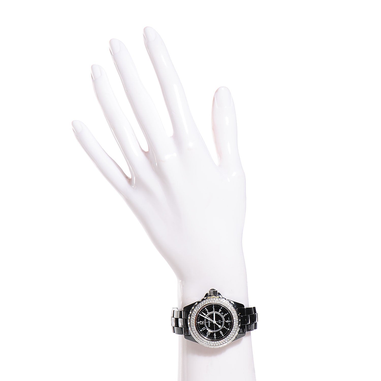 Chanel Stainless Steel Ceramic Diamond Pave Bezel 33mm J12 Quartz Watch Black 2 of 5