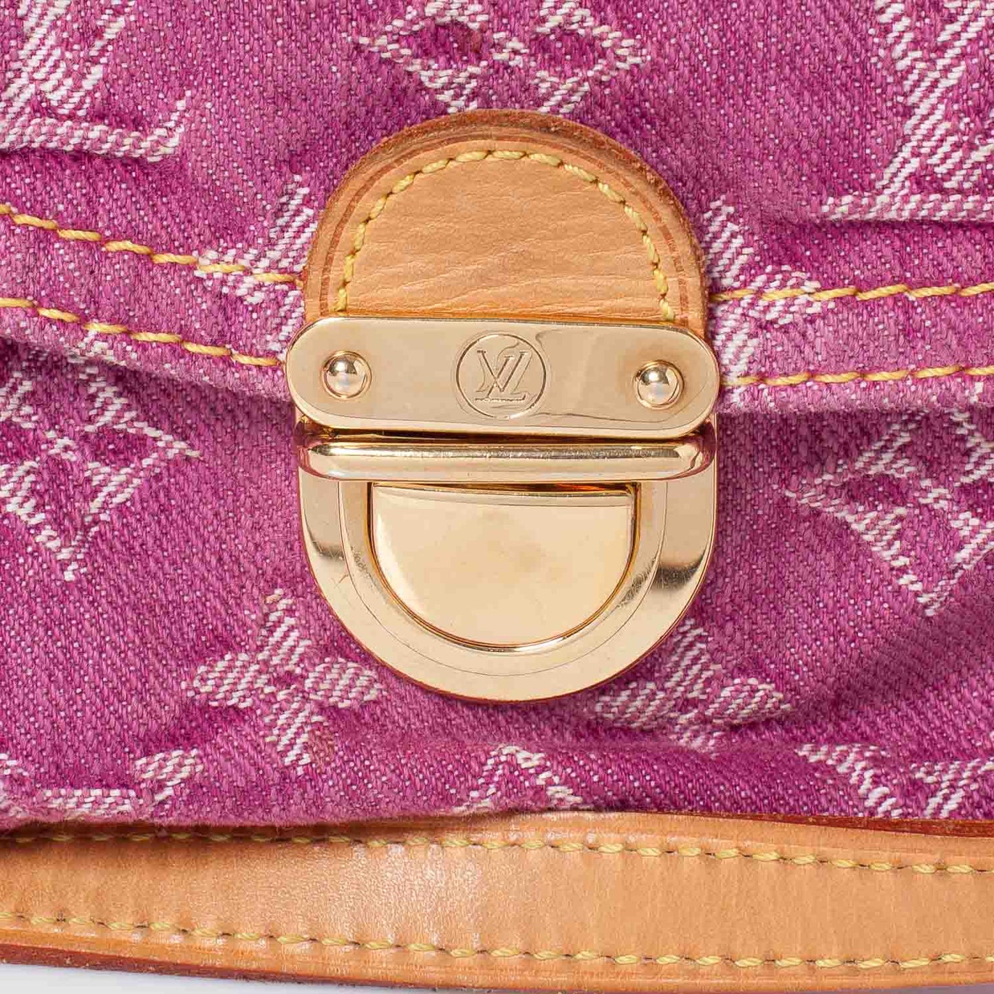 Monogram Denim Mini Pleaty Fuchsia