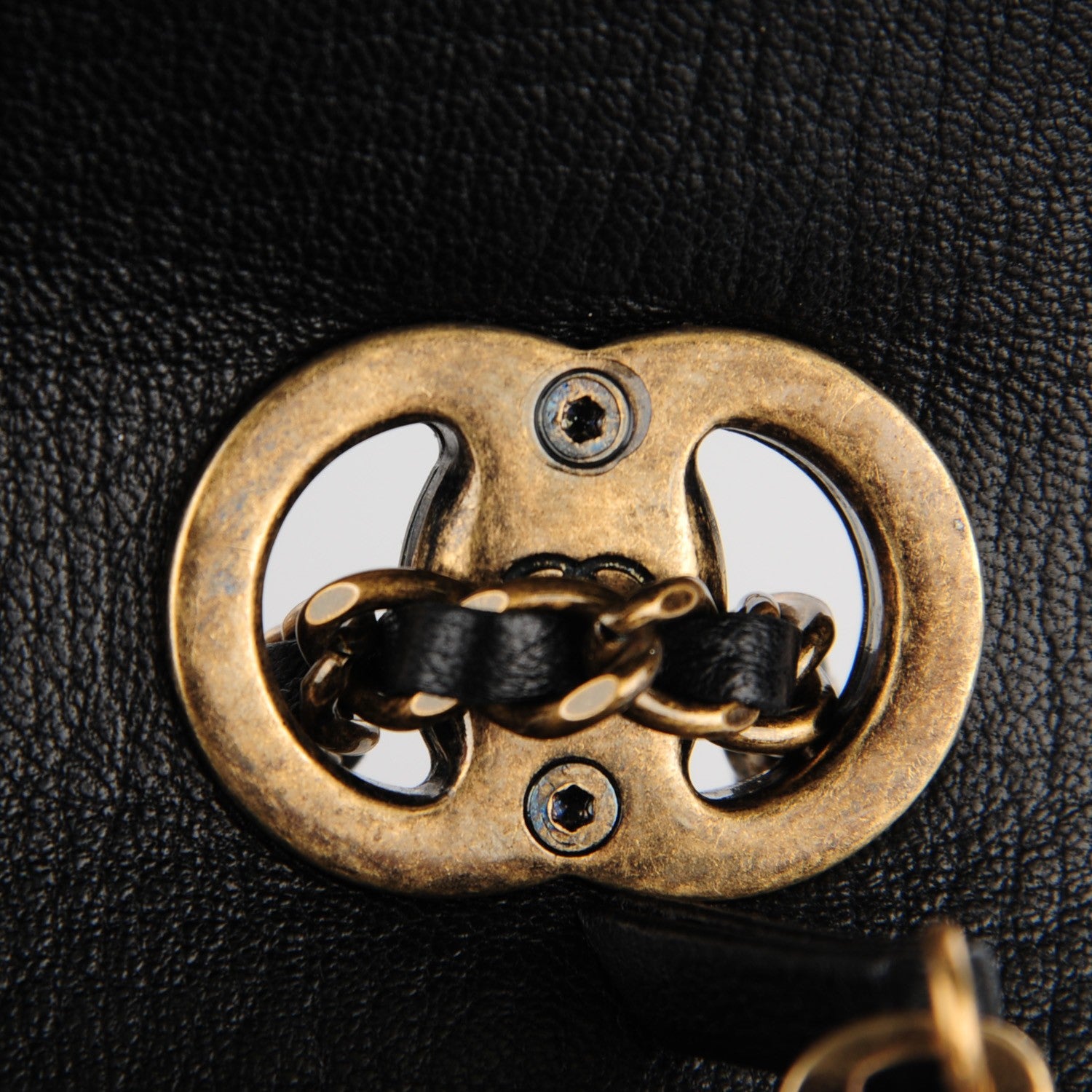 Chanel Goatskin Quilted CC Eyelet Wallet On Chain Black 7 of 9