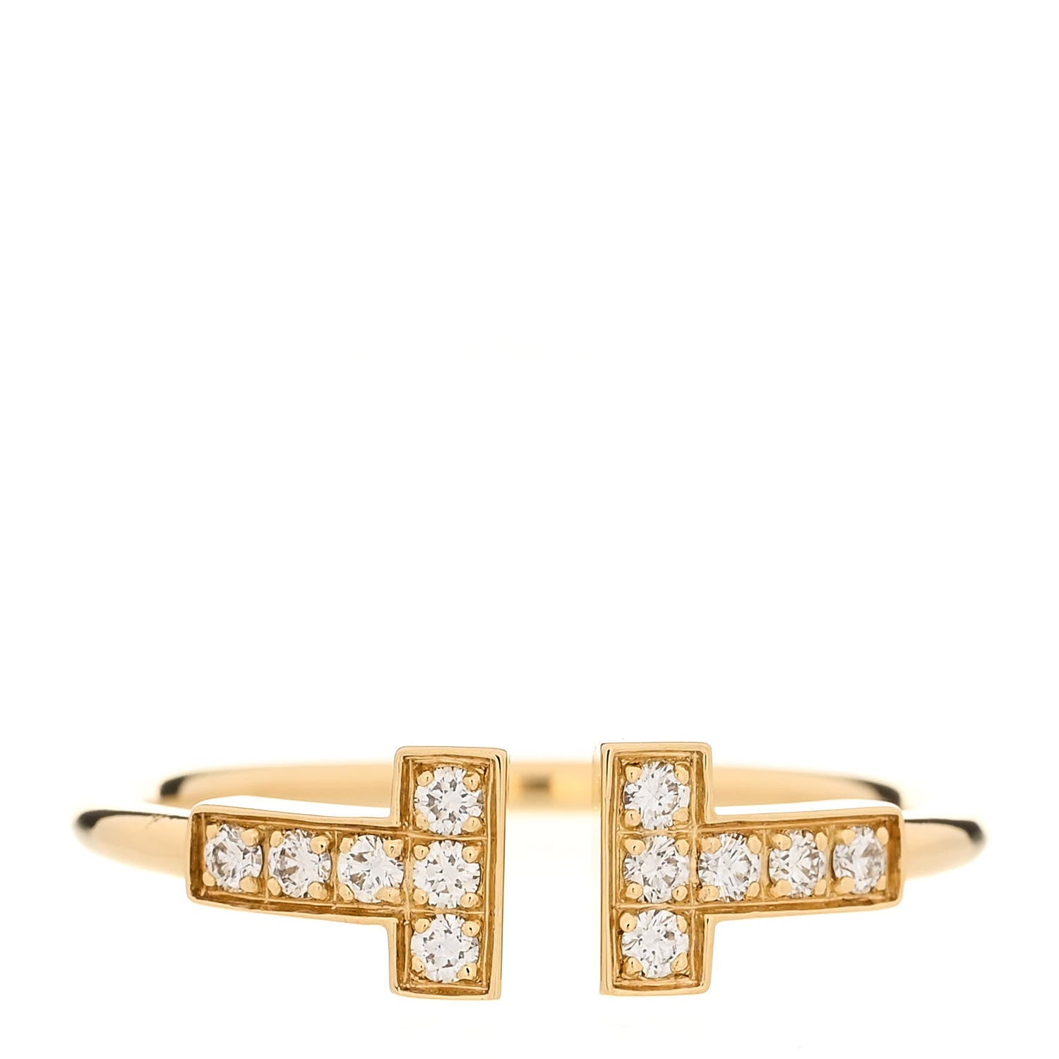 Tiffany 18K Yellow Gold Diamond T Wire Ring 54 7 1 of 5