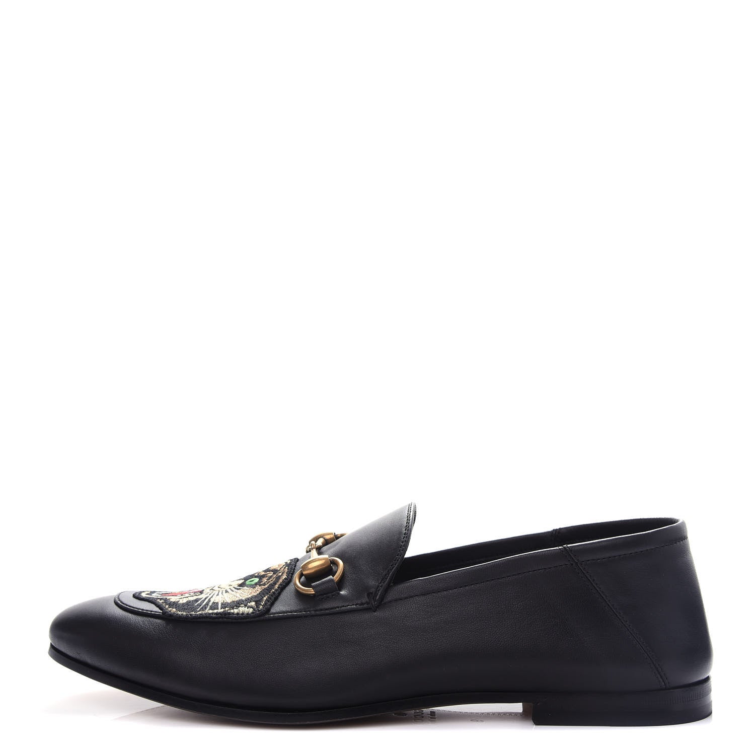 Gucci Goatskin Tiger Embroidered Mens Horsebit Loafers 9 Black 1 of 11