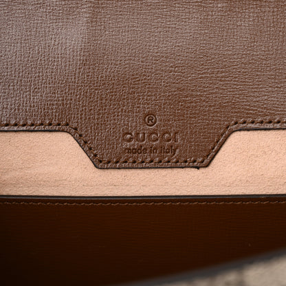 Gucci GG Supreme Monogram Azalea Calfskin Web Small Horsebit 1955 Crossbody Bag Beige Ebony Brown Sugar 6 of 10