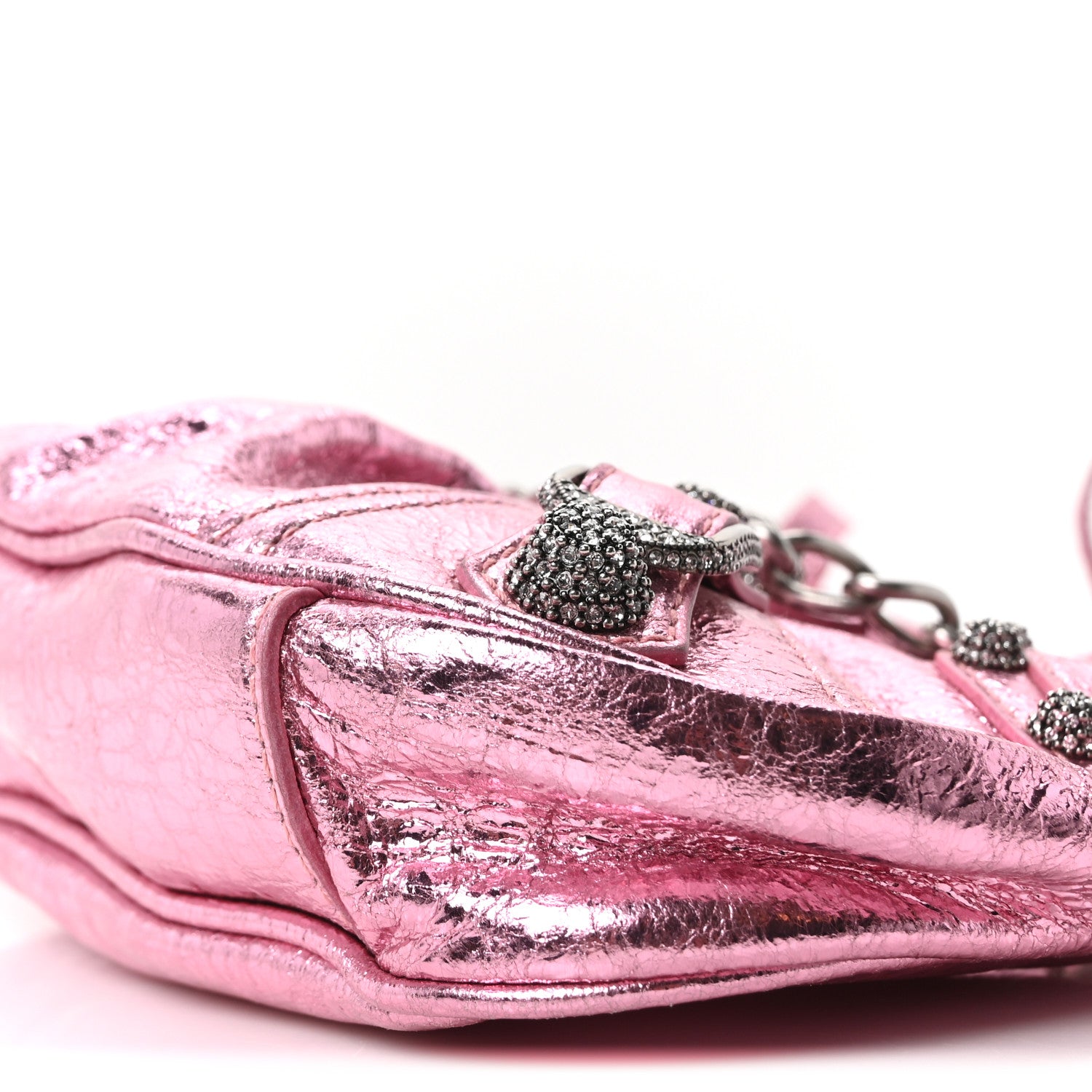 Balenciaga Metallic Agneau Arena Crystal Le Cagole Mini Purse With Chain Met Pink 11 of 11