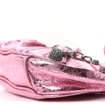 Balenciaga Metallic Agneau Arena Crystal Le Cagole Mini Purse With Chain Met Pink 11 of 11