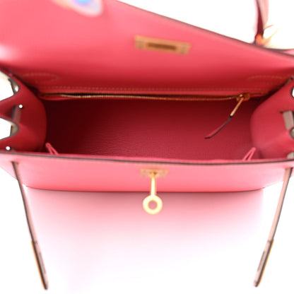 Hermes Epsom Bi-Color Horseshoe Kelly Sellier 25 Rose Azalee Craie 4 of 10
