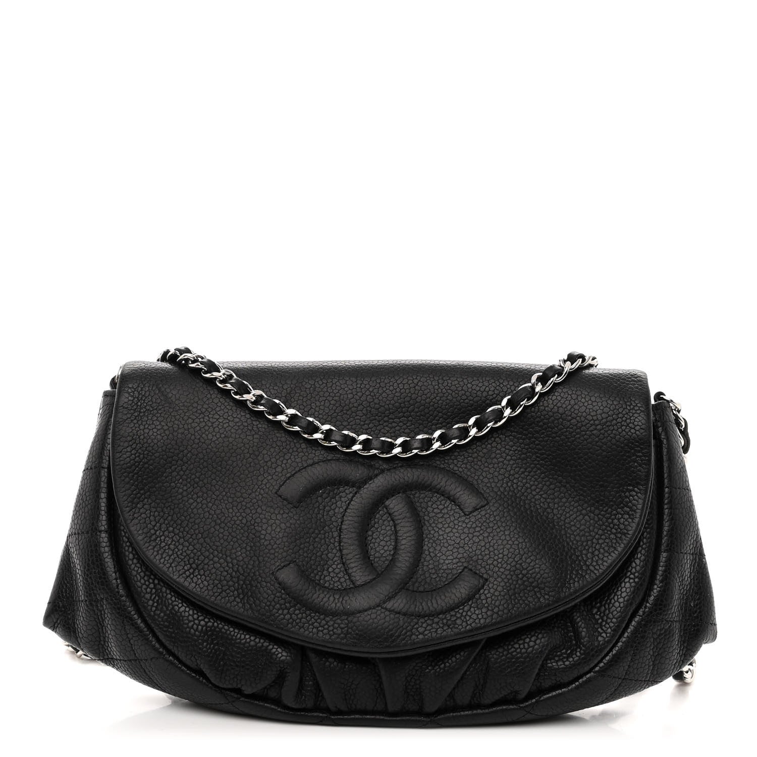 Chanel Caviar Half Moon Wallet On Chain WOC Black 1 of 12