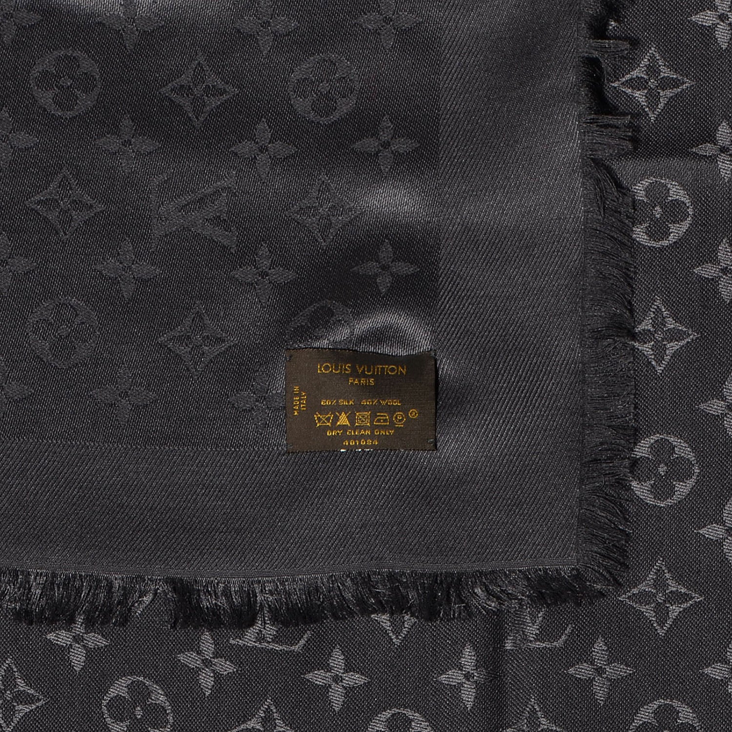 Louis Vuitton Silk Wool Monogram Shawl Anthracite 5 of 5
