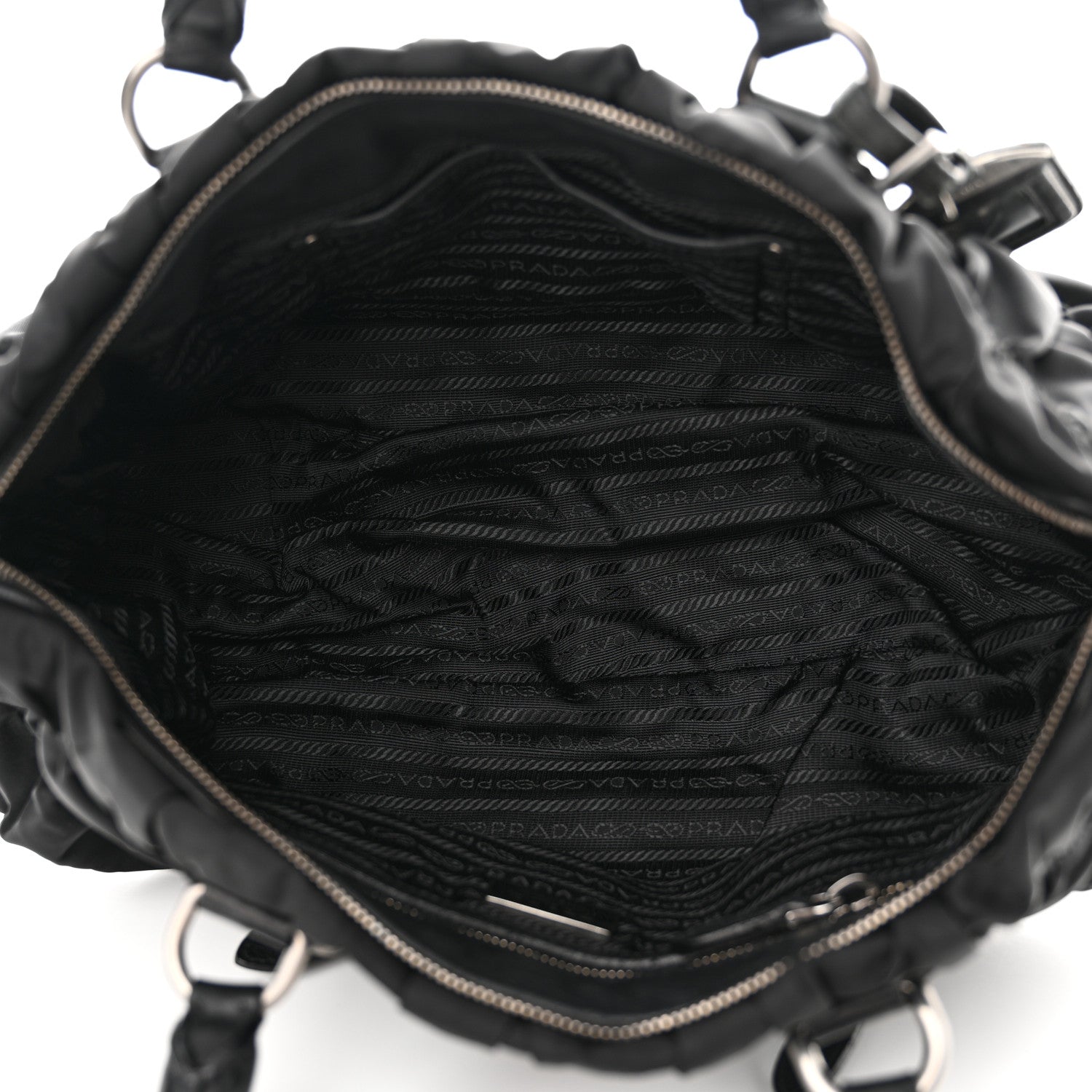 Prada Tessuto Nylon Nappa Braided Gaufre Shopping Satchel Black 5 of 13