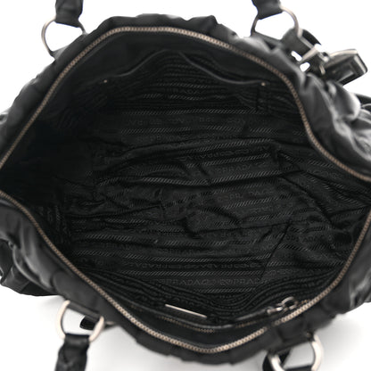 Prada Tessuto Nylon Nappa Braided Gaufre Shopping Satchel Black 5 of 13