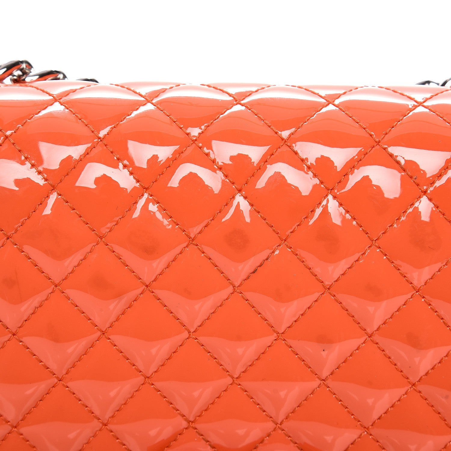 Chanel Patent Calfskin Medium Plexiglass Boy Flap Orange 9 of 12