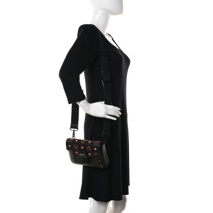 MCM Calfskin Color Splash Logo Crossbody Small Black Orange 2 of 13