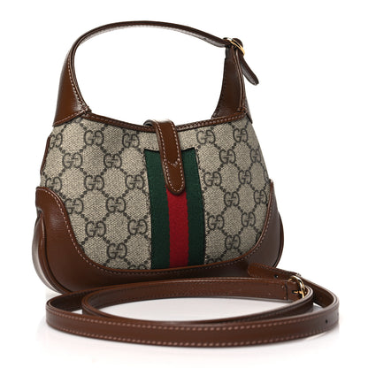 Gucci GG Supreme Monogram Azalea Calfskin Web Mini Jackie 1961 Hobo Beige Ebony Brown Sugar 3 of 9