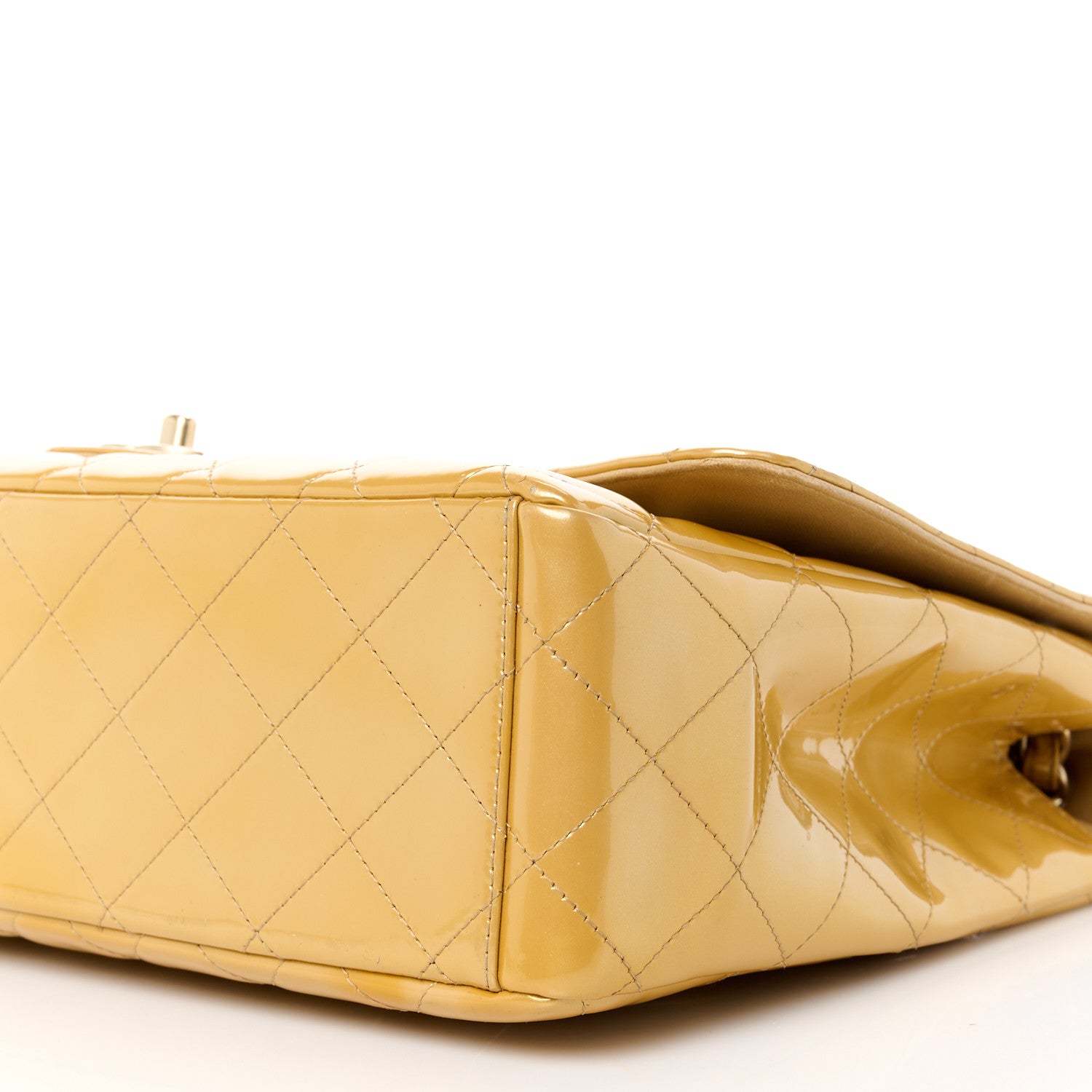 Chanel Metallic Patent Quilted Maxi Single Flap Beige 11 of 14