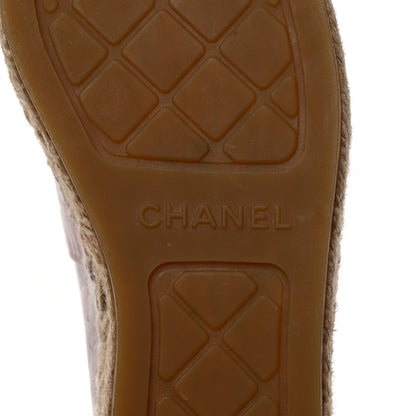 Chanel Laminated Lambskin Grosgrain Embroidered CC Espadrilles 37 Pink Silver Black 9 of 10