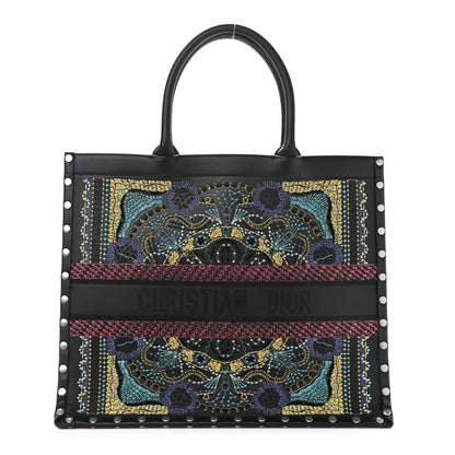 Christian Dior Calfskin Perforated Embroidered Dior In Lights Book Tote Black Multicolor 1 of 9