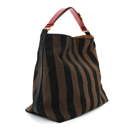 Fendi Pequin Cuoio Vegetale Medium Hobo Tobacco Rosso Black 3 of 10