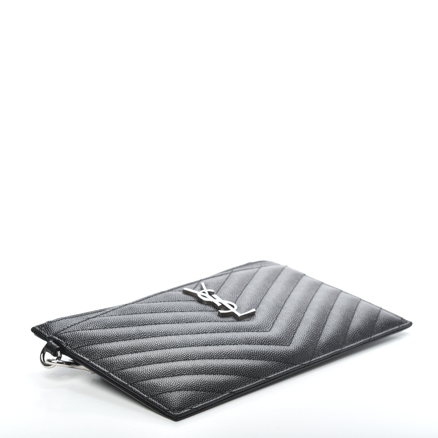 Grain De Poudre Chevron Monogram Large Bill Pouch Black