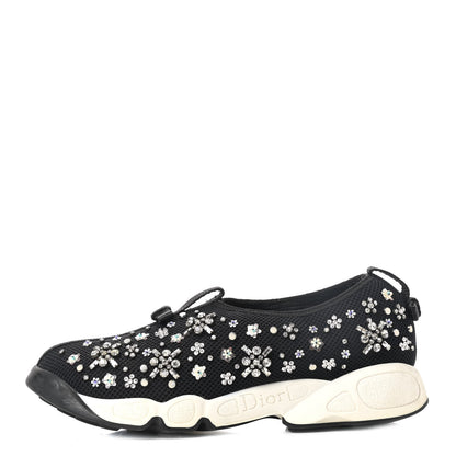 Christian Dior Technical Canvas Embellished Dior Fusion Sneakers Black White 1 of 9