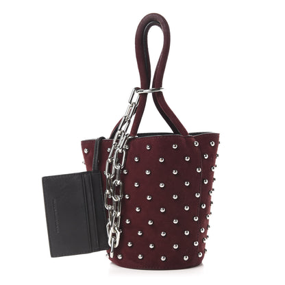 Alexander Wang Suede Studded Mini Roxy Bucket Bag Burgundy 1 of 10