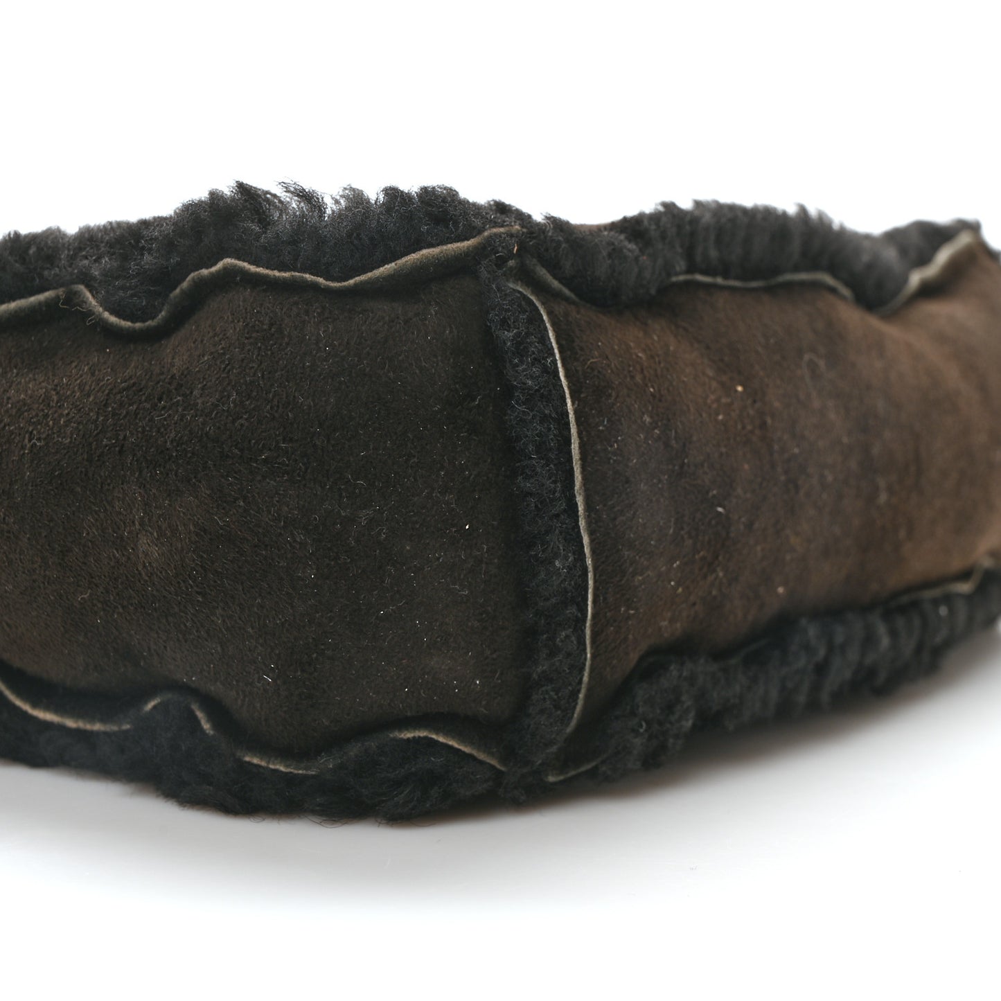 Suede Shearling Fur Handbag Black