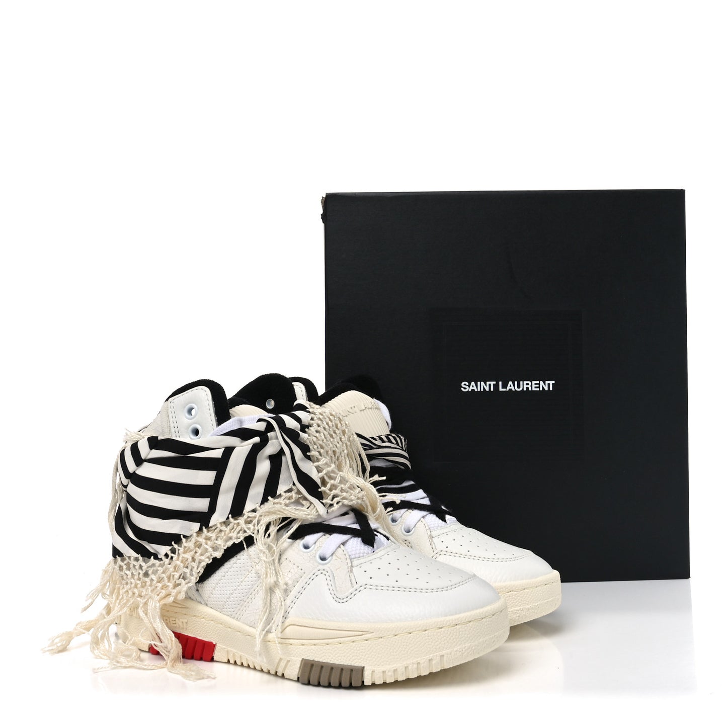 Calfskin Smith High Top Sneakers 36.5 White Black